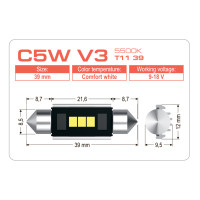 LED лампа AMS VISION C5W V3 T11 39 5500K